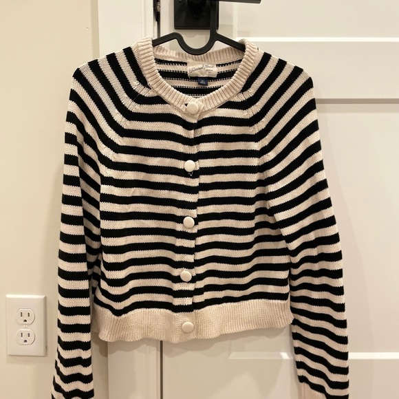 Universal Thread Sweaters - Universal Thread Black and Cream Striped Cardigan